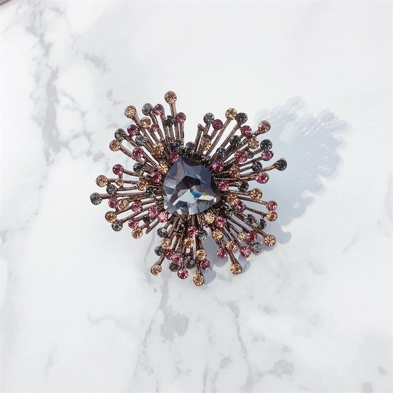 Übertriebene Vintage Kristall Strasssteine Große Brosche Kleidung Accessoires Großer Brosche Pin Kleidung Accessoires gray