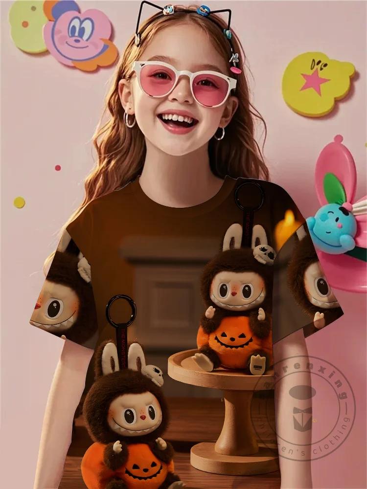 Labubu Print Babykleidung 3 bis 14 Jahre Männlich Outdoor-Kleidung Für Cartoon Neuheit Cool Für Labbu Kinder Junge Mädchen Kind T-Shirt Top 130