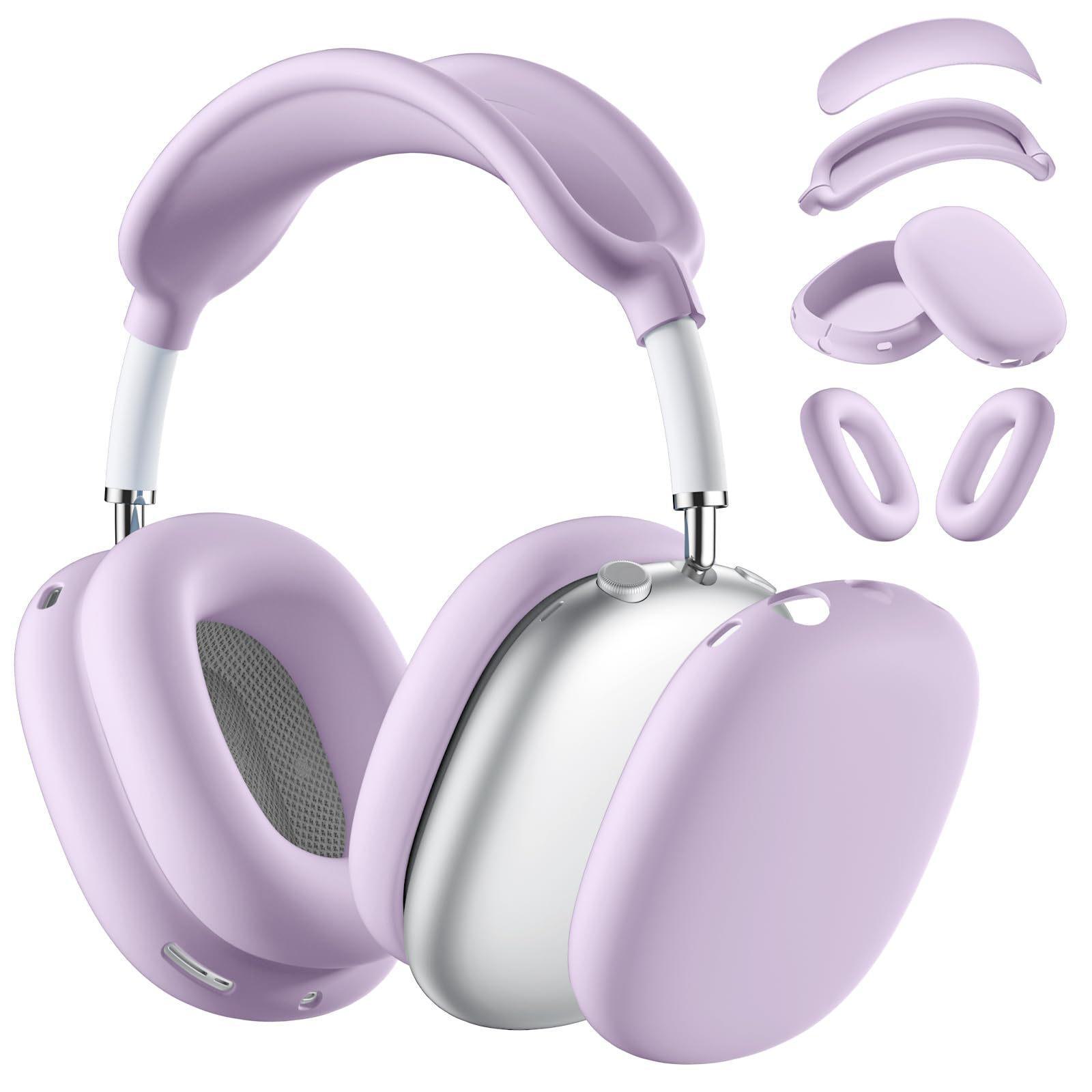 AirPods Max Silikon-Schutzhülle: Kopfmontiertes Bluetooth-Headset-Gehäuse four piece set violett