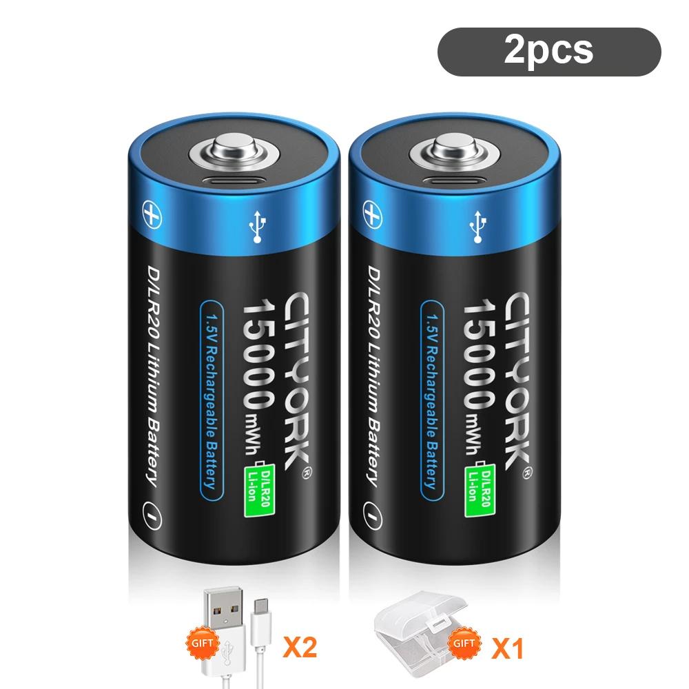1,5VD wiederaufladbare Li-Ionen-Batterie LR20 R20 D-Zellen-Batterie Typ D USB-wiederaufladbare Batterien für Gasherd-Warmwasserbereiter