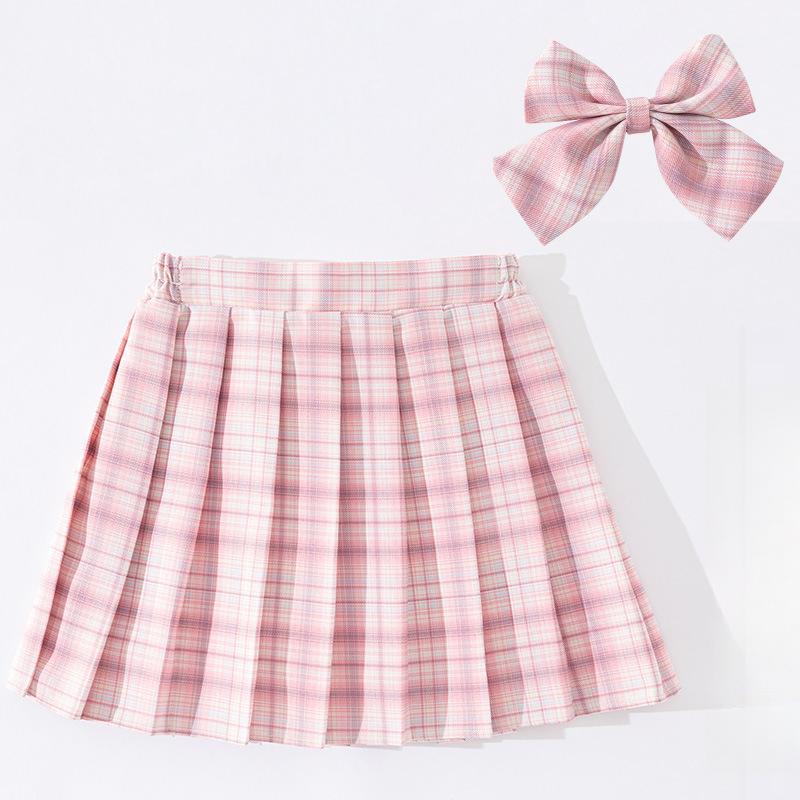 Mädchen JK Rock Uniform Plaid Rock Kinder Frühlingskleid College Style Rock Faltenrock Herbstrock Sommer Kurzer Rock 140 white
