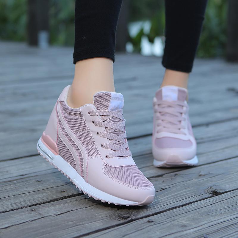 Versteckte Absätze Keilabsatz Sneaker Damen Atmungsaktiv Freizeit Schuhe Damen Frühling Herbst Größe Erhöhend Sneaker Damen Schuhe Outdoor 39 rosa