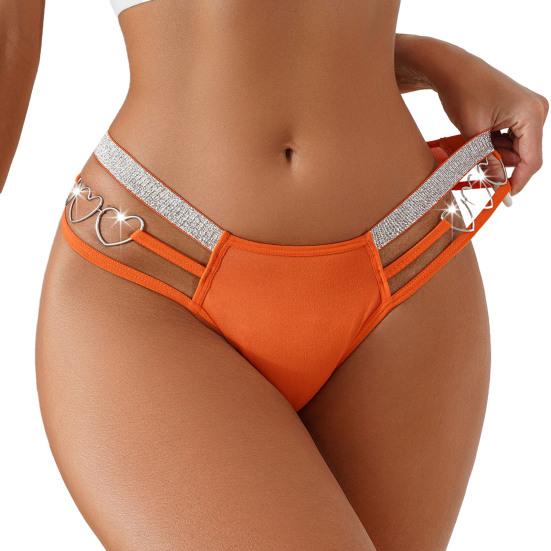 Damen-Slip, niedrige Taille, schmale Passform, hautfreundlich, weich, elastisch, atmungsaktiv, Damen-Slip, Unterhose, sexy Unterwäsche L orange