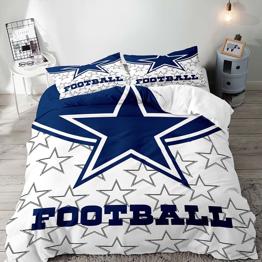 American Football Bettbezug-Set, Sport Bettwäsche-Set, Marineblaues Bettdeckenbezug-Set, Inspirierende Geschenke für Männer, Freund, Ehemann AU King(245x210cm)