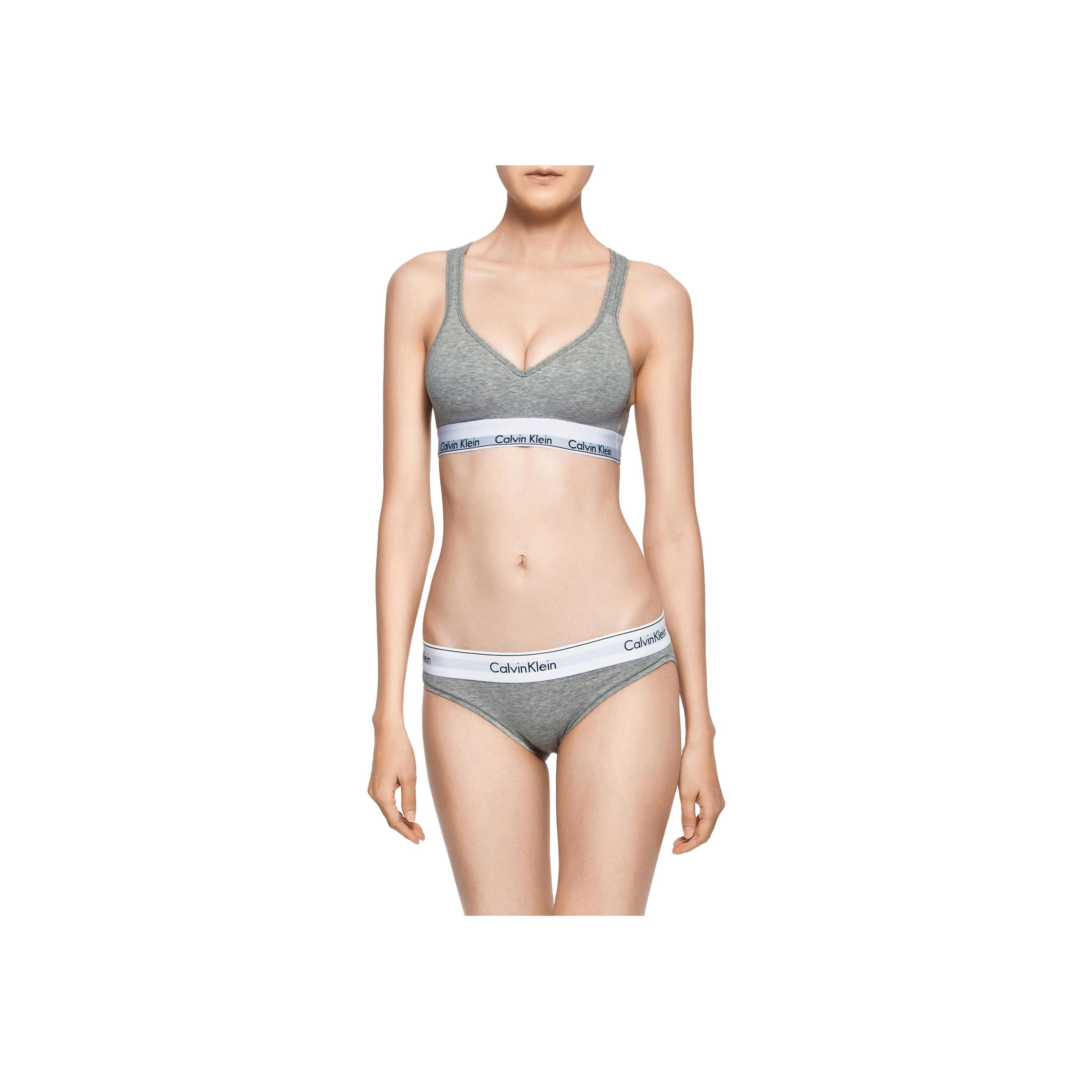 Calvin Klein Solid V-Ausschnitt BH Damen Unterwäsche Grau QF1654-020 M