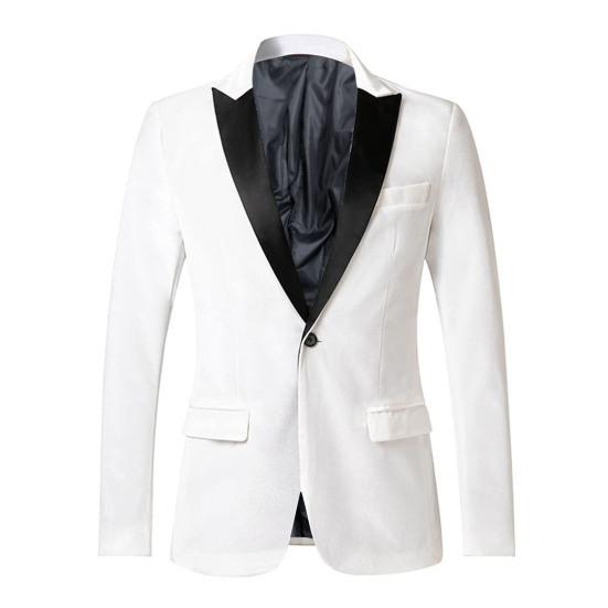 Goldener Samt Anzug Mantel Einknopf Revers Langarm Anzug Jacke Patchwork Farbe Business XXL weiß