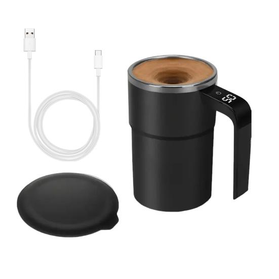 Automatischer Rührbecher mit Deckel Elektrischer Selbstmischender Becher 380ml Tragbarer Proteinpulver-Shaker für Büro Auto Zuhause Fitnessstudio 380ML schwarz