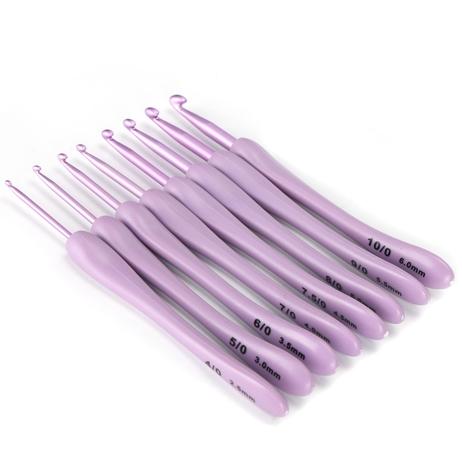 8-teiliges Häkelnadel-Set, Alumina-Nadel, Kunststoffgriff, Strickwerkzeuge, Haushaltswaren, Lila