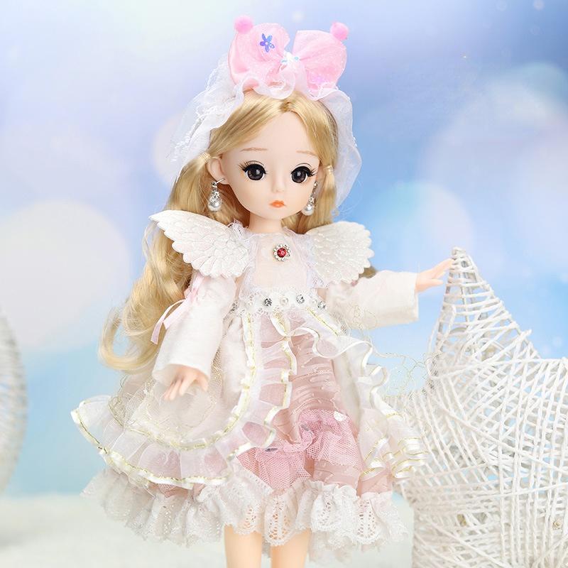 30CM Mini Bewegliche 21 Gelenk Puppe Mädchen Spielzeug 3D Große Augen BJD Prinzessin Volle Outfits Kleider Sammlung Kinder puppe Geschenk B