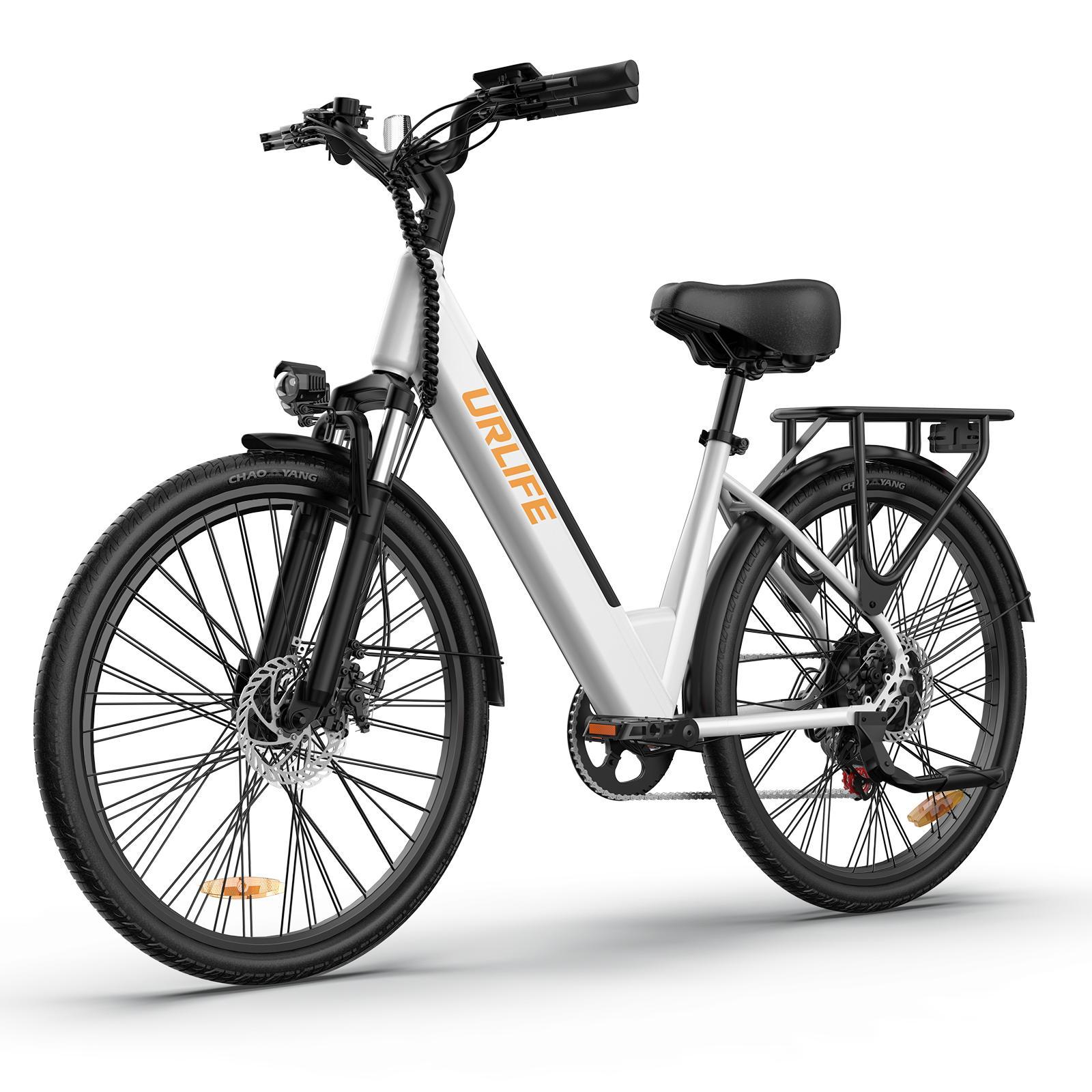 URLIFE E26 E-Bike All-Terrain Elektrofahrrad mit Sitz 36V13Ah Akku 250W Motor Urbanes Pendeln Elektrofahrrad 26 Zoll Offroad-Reifen E-Mountainbike weiß