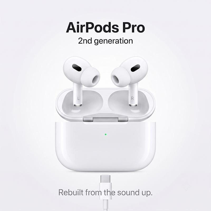 Kabellose Bluetooth-Ohrhörer AirPods Pro 2. Generation Aktive Geräuschunterdrückung Überholter Stereoklang Touch-Steuerung USB-C Schnelllade Kopfhörer weiß