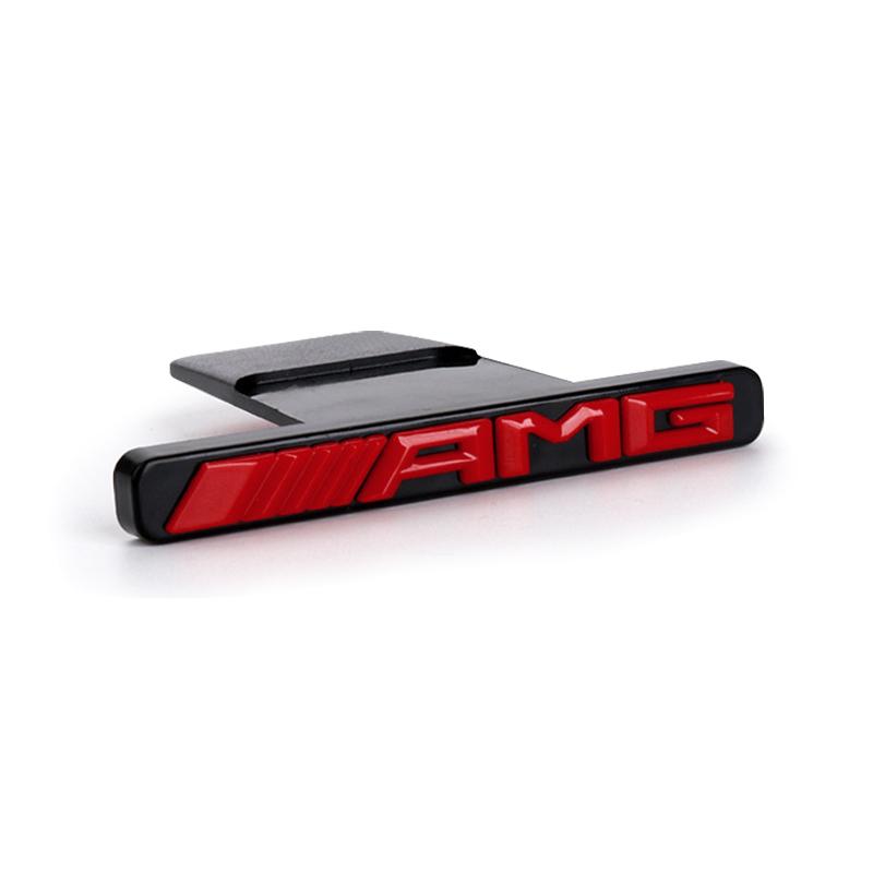 1 Stück 3D ABS AMG Emblem Auto Frontgrill Plakette Aufkleber Autozubehör für Mercedes Benz W211 W203 W204 W210 W124 AMG W202 W212 rot