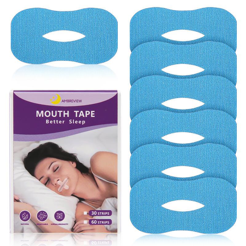 Baumwoll-O-förmiger Anti-Schnarch-Patch für Erwachsene und Kinder für die Nacht Anti-Schnarchen und Anti-Mundatmung Physischer Verschluss-Patch Box (30 pieces per box) blau