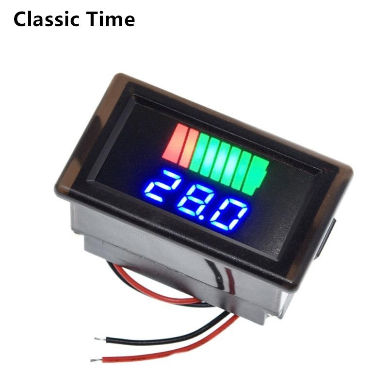 Autobatterie-Ladezustandsanzeige, DC 12 V, 24 V, 36 V, 48 V, 60 V, 72 V, Lithium-Batterie-Kapazitätsmesser, Tester, Anzeige, LED-Tester, Voltmeter 12V-60V(Blue)