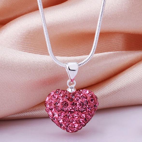 Orion Damen-Halskette mit Vogue-Kristallsteinen, Liebesherz-Anhänger, Halskette, Schmuck One Size rose rot