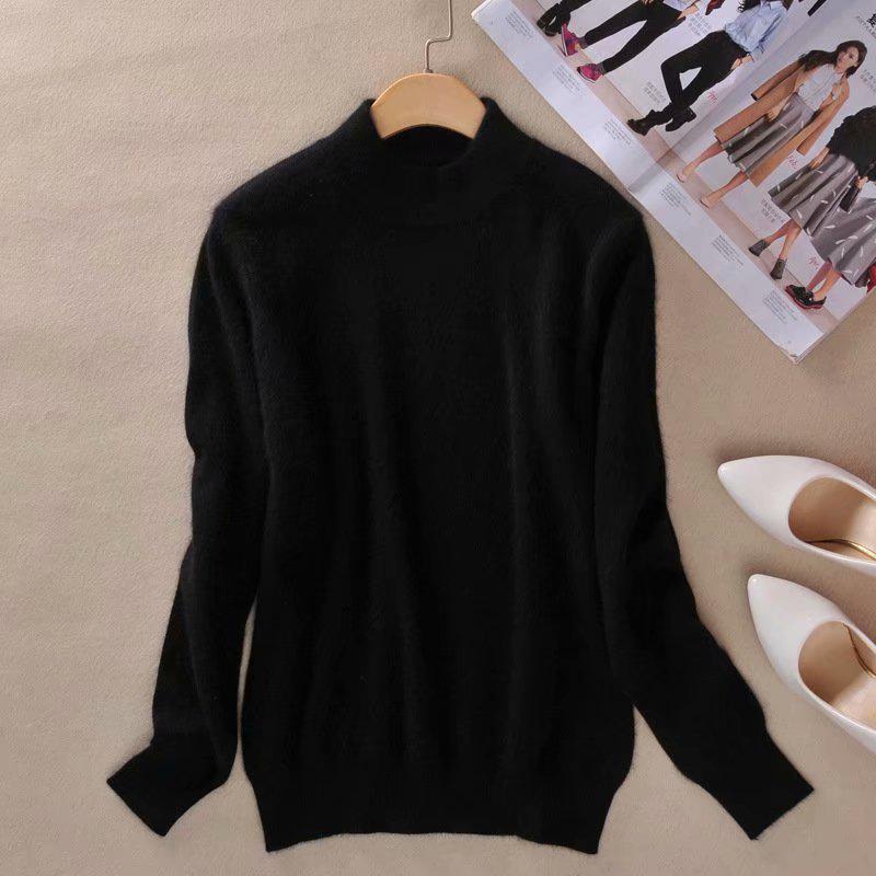 CANVAUS Damen Pullover Pullover Pullover Damen Pullover Pull Femme Halber Rollkragen S-3XL 3XL schwarz