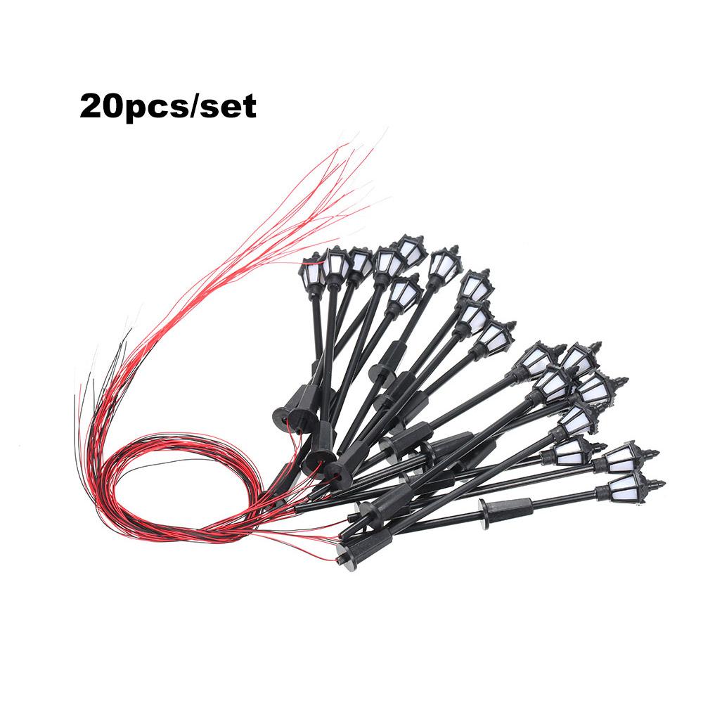 20 Stück Warmweiß Modell Straßenlaternen Layout Laternenpfahl Eisenbahn Zug Garten Spielplatz Landschaft Led warm white & scale 1