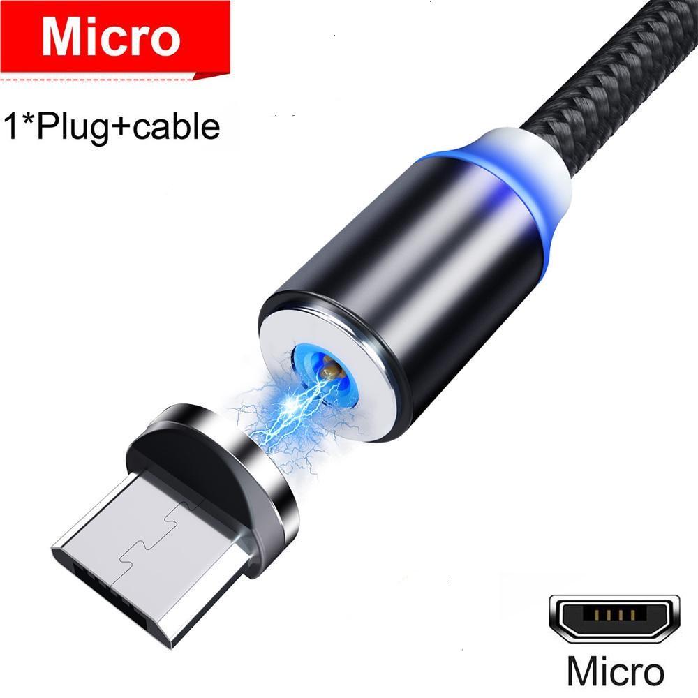 Magnetisches USB-Ladekabel für Micro-Typ-C, 8-poliges Schnelllade-Modekabel für iPhone, Xiaomi, Huawei, Samsung 1M Cable+Micro USB Plug schwarz