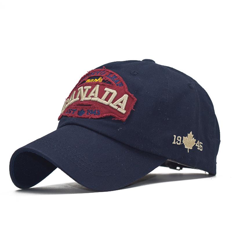 [NORTHWOOD] Baumwolle Kanada Baseball Caps für Männer Frauen CANADA Caps Sommer Sonnenhüte Papa Hut Trucker Cap 54-60 cm navy blau