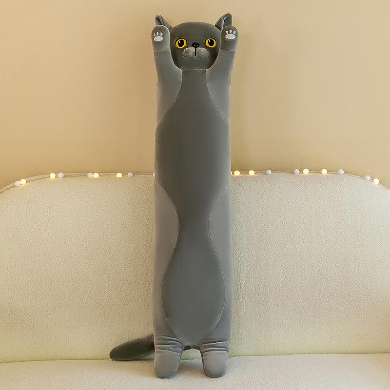 Katze Insel Kissen Puppe Plüsch Spielzeug Lange Katze Puppe Schlafen Rag Puppe Geburtstag Geschenk 130cm grau