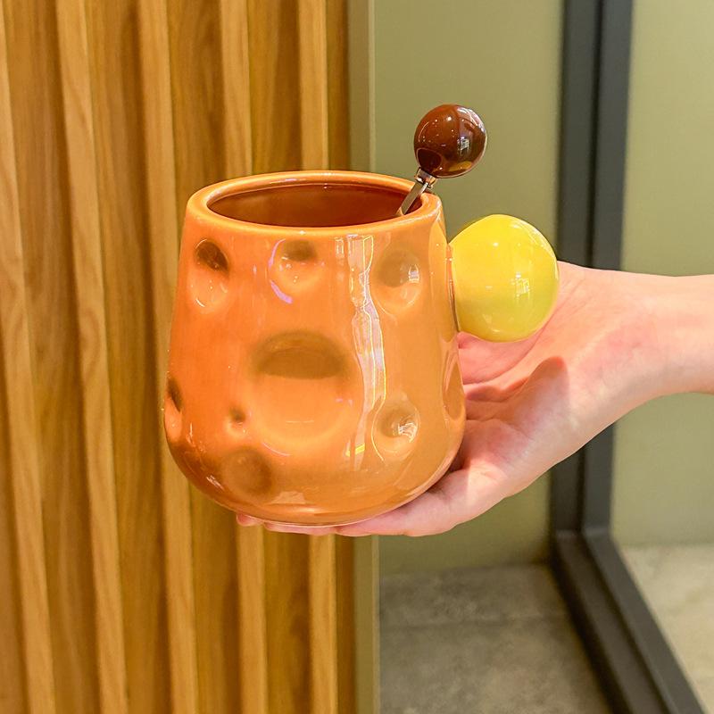 Käse Käse Wasserbecher für Zuhause Niedlicher Hochwertiger Keramikbecher Paar Büro Kaffeetasse Geburtstagsgeschenk 401-500ml