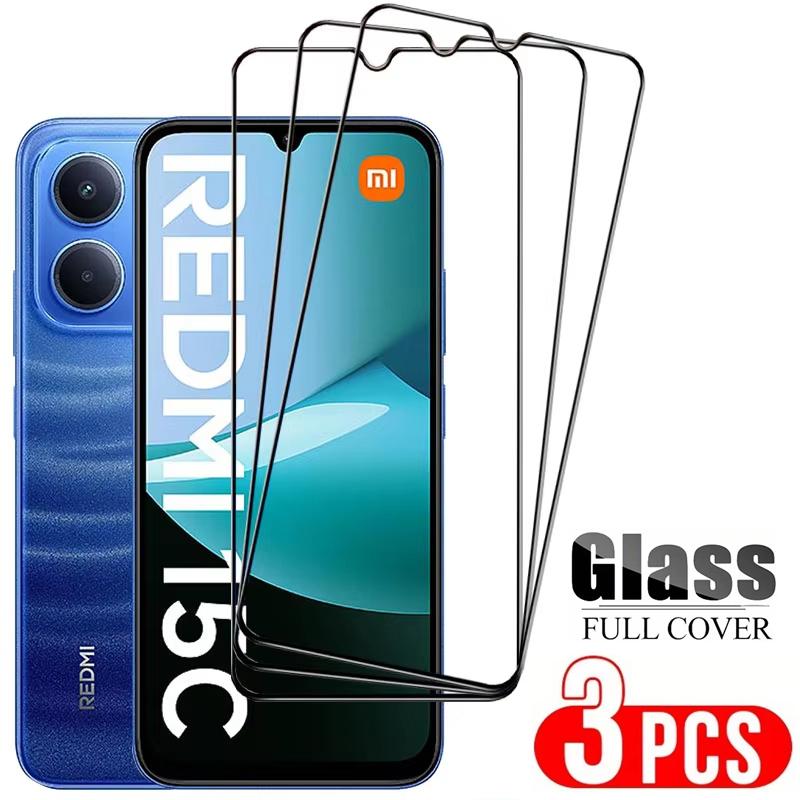 3 Stück Panzerglas für XiaoMi Redmi 15 15C 14C 13C 12C 10C Vollständiger Displayschutz für RedMi Note 13 Note 12S 12 11 10 Pro Note 14 14S 4G 5G Redmi Note 14S schwarz