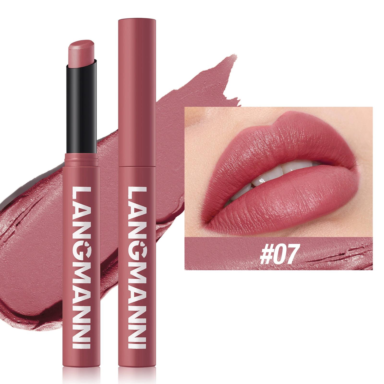 1PC matter Lippenstift, leicht zu färbender Lippenstiftstift, lang anhaltender, leicht zu färbender, feuchtigkeitsspendender Lippenstift, natürlicher, feuchtigkeitsspendender und feuchtigkeitsspendender Lippenstift 07