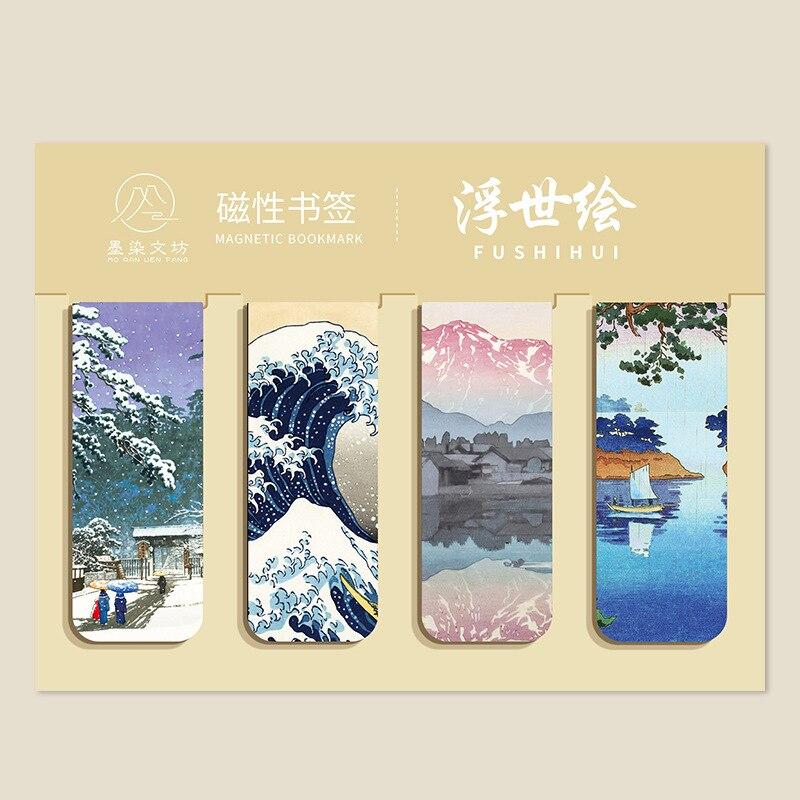 2–4 Stück/Set, ästhetisches Magnet-Lesezeichen, verschiedene Stile, Lesezeichen für Bücher, Studenten-Schreibwaren, Schulbedarf, Buchzubehör 4pcs