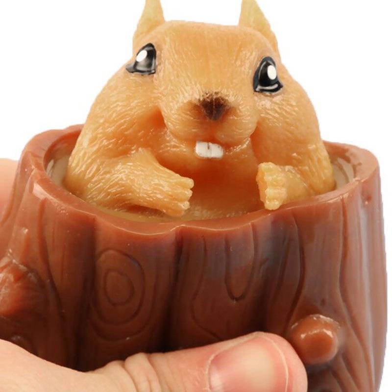 Neue exotische magische Eichhörnchen-Tasse, Dekompression, süßes Haustier, Quetschspielzeug, Squeeze-Überraschungsstumpf, Tier-Entlüftungs-Eichhörnchen-Tasse