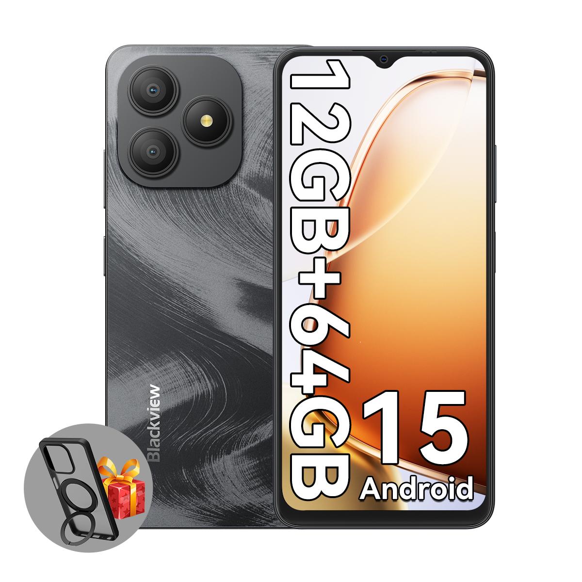 Blackview WAVE 9C Android 15 6,56-Zoll HD+ Display Octa-Core Unisoc Tiger T603 4GB/8GB RAM 64/128GB ROM Smartphone 4GB+64GB schwarz