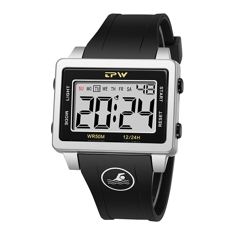 Marke Herren Luxus Analog Digital Uhren Militär Armee Uhr Sport LED Wasserdicht Armbanduhr silber