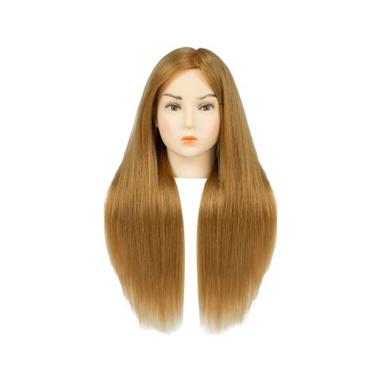Übungskopf mit Echthaar Friseur Flechten Haarstyling Trainingsmannequin Kosmetologie Puppenkopf Braun Golden Langes Frisieren Make-up goldgelb