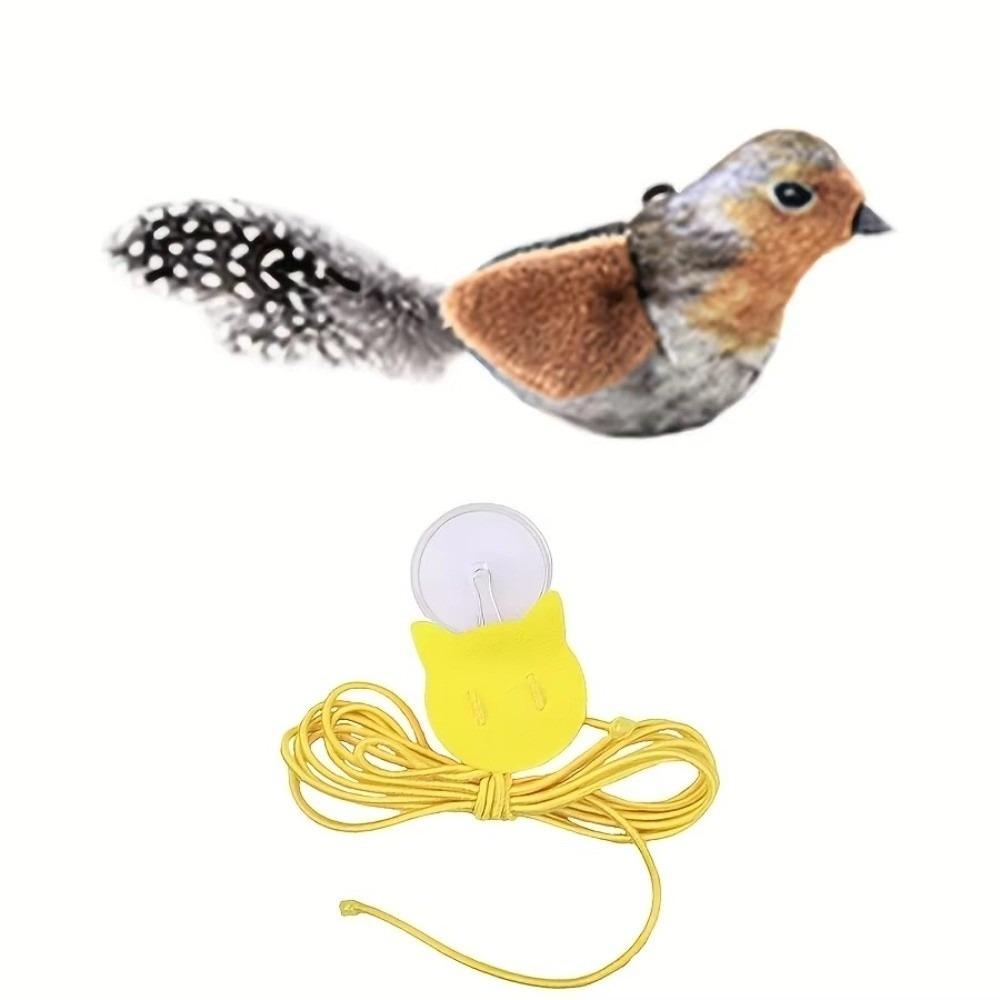 Selbstunterhaltung Fliegender Vogel Katzenspielzeug Plüsch Realistisches Vogelgeräusch Katzenspielzeug für Katzenzubehör Brown