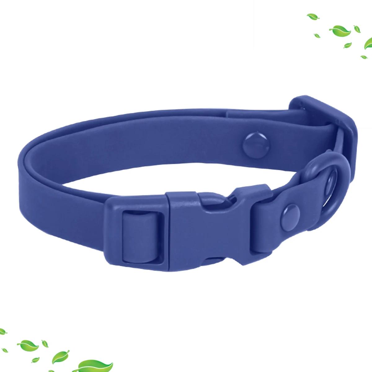 Neues Hundehalsband aus PVC in Macaron-Farbe, wasserdicht, schmutzabweisend, leicht zu reinigen, verstellbares Halsband, Hundehalsband-Set M blue