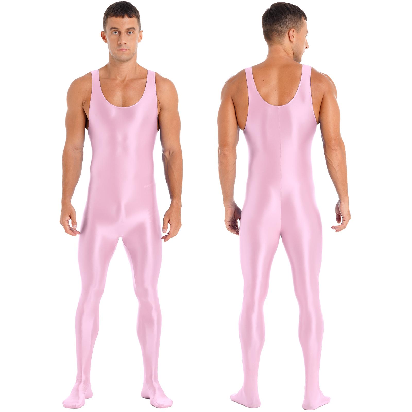 Herren-Body-Overall, ärmellos, voller Anzug, Einteiler, Overall, Bodystocking, Nachtwäsche XL rosa