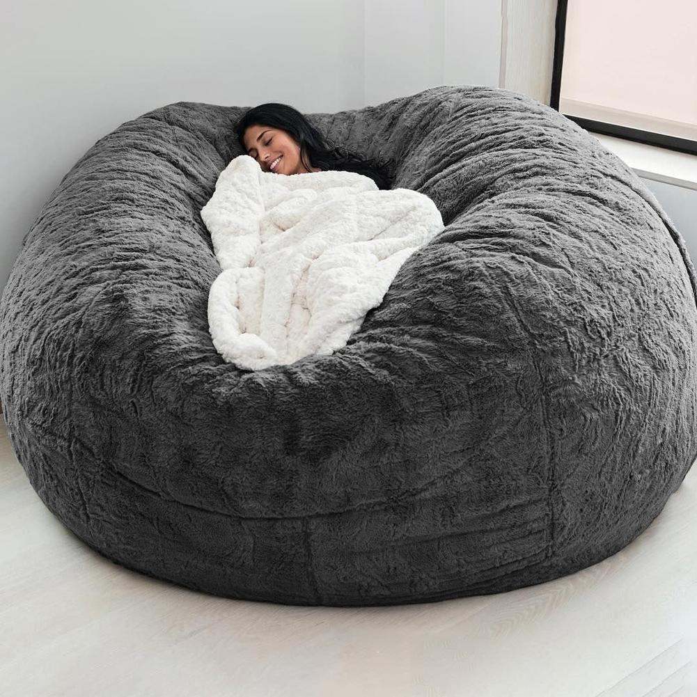 Startseite Schwamm Bett Sitzsack Stuhlbezug Schonbezug Doppelbett Schlafzimmer Balkon Große Couch Rund Weich Flauschig dunkelgraue