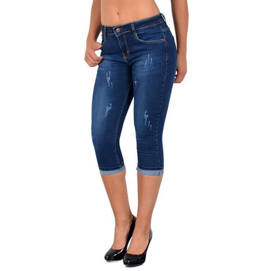 (M-3XL) Damen-Jeans, schmal, hohe Taille, Übergröße, verkürzte Denim-Caprihose für den Alltag M dunkelblaue