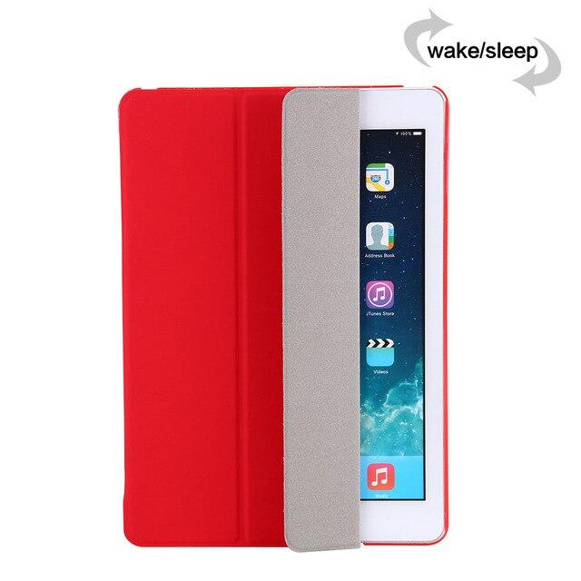 Dreifach faltbare Tablet-Hülle für iPad 10,2 Zoll 7. 8. für 9,7 Air 3 2 Air4 10,9 Zoll PU-Leder Smart Cover Auto Wake Up Shell für iPad Pro 11 12,9 2020 for iPad Air 1 rot