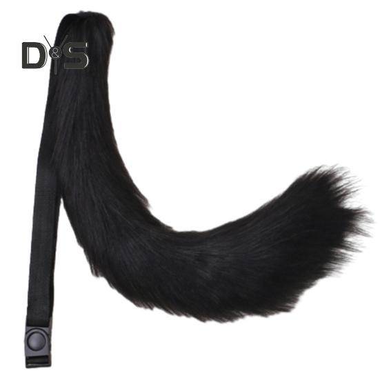 Cosplay Gefälschte Fuchsschwanz Weiche Flauschige Plüsch Einfarbig Einstellbare Taille Umfang Elastische Band Leistung Club Dance Paty Kostüme Prop Künstliche schwarz