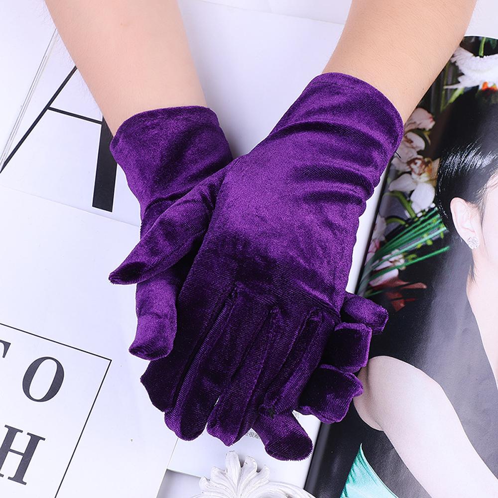 Radfahren Winter Frauen Herbst Weiche Volle Finger Handschuhe Fahren Handschuhe Elastische Gold Samt Handschuhe violett