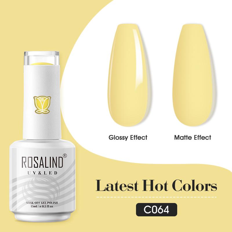ROSALIND RO-15 ml weiße Flasche Nagellack, reiner Farb-Nagelgellack, hell, für Nail-Art-Design, LED/UV-Lampe, semi-permanenter Gel-Nagellack