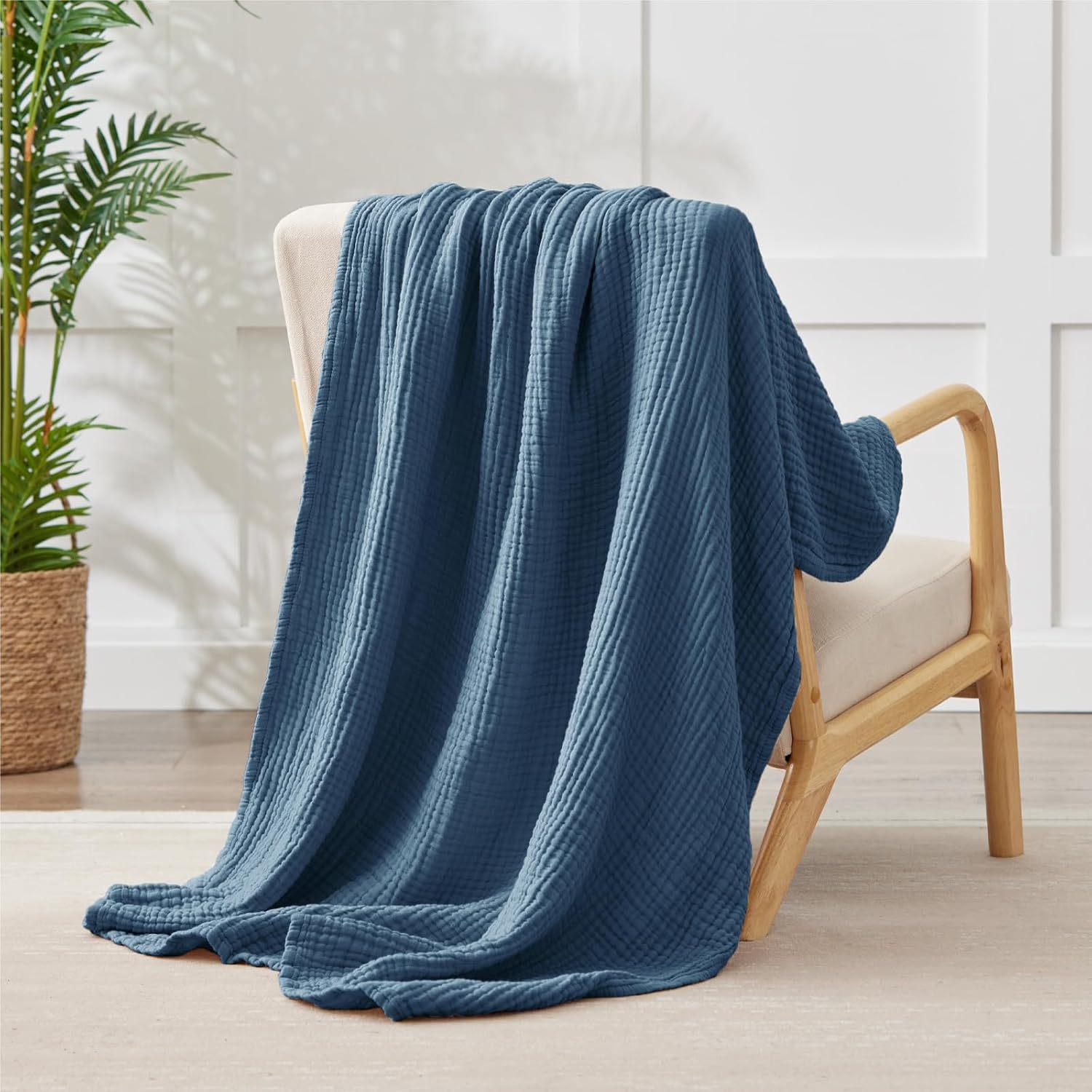6-lagige reine Baumwoll-Musselin-Decke – Weich, Atmungsaktiv, Universell für Erwachsene & Kinder, Geeignet für Bett oder Sofa. 228x228 cm
