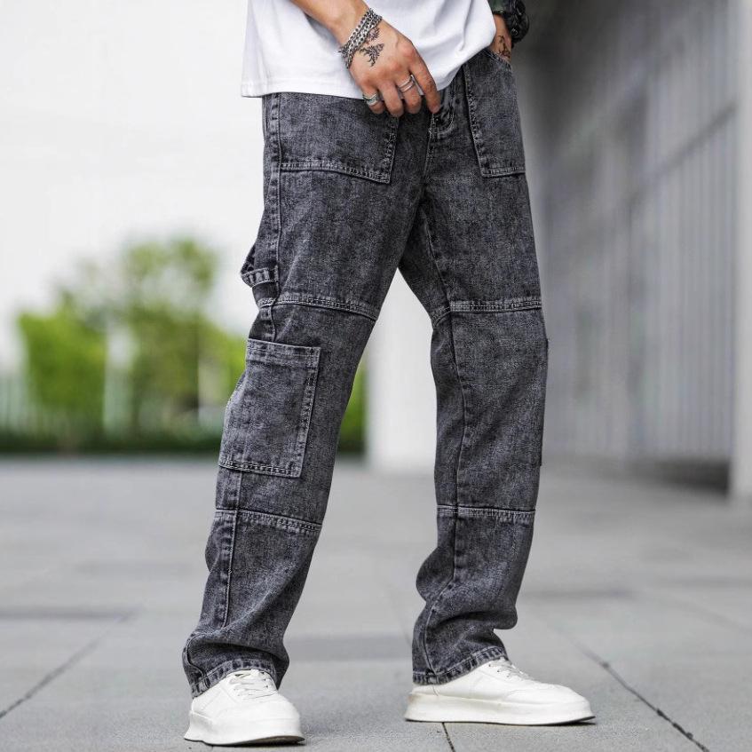 Herrenjeans Gerade Cargohosen Kleidung Verkauf XXL grau