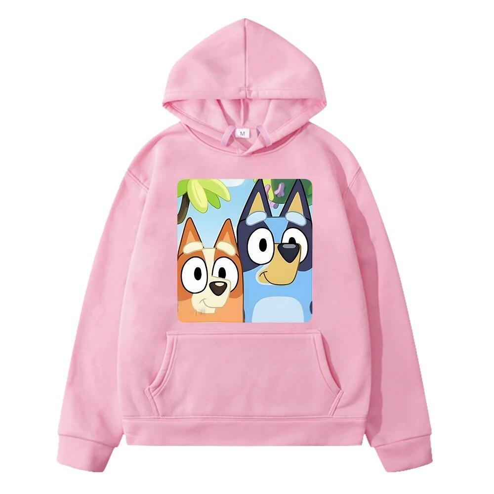 Blueys Anime Hoodie Sweatshirt Fleece Pullover Herbstjacke Blueys Dog Britische Cartoons Hoodies y2k Sudadera Kinderkleidung Mädchen 130 rosa