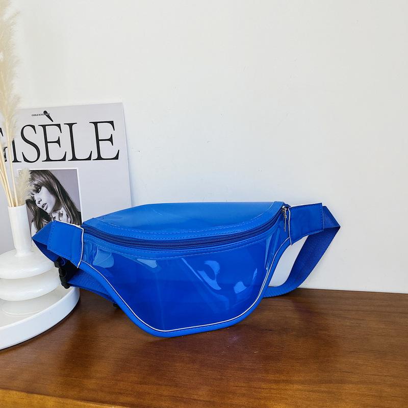 Frauen Wasserdichte Fanny Pack Mode Laser Klare Taille Taschen Transparent Schulter Tasche Reise Umhängetasche Brust Taschen Hüfte Tasche 23x13x16cm blau
