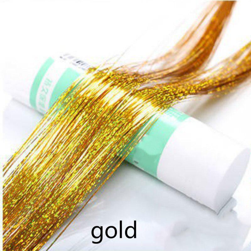 120 Strähnen/Beutel, glitzernd, glänzendes Lametta, Regenbogen-Seiden-Haarverlängerung, blendet Frauen, Hippie, zum Flechten, Kopfschmuck, bunt, lang, 99,1 cm