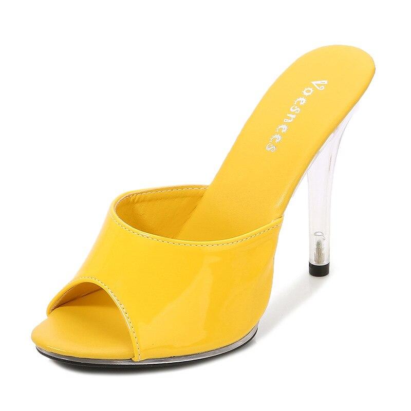 Damen Sexy Heels Sandalen 11cm High Fashion Heels Mädchen Schuh Slipper 2022 Sommersandalen 36 gelb