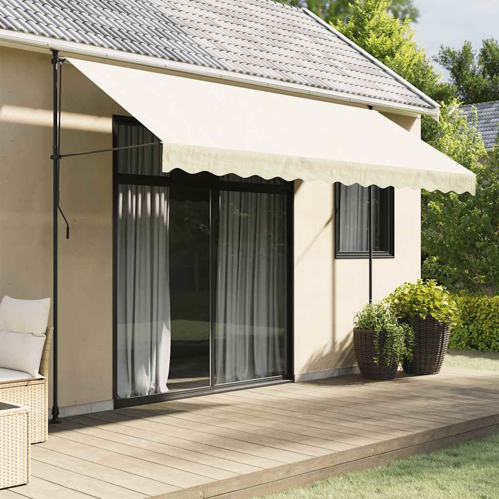 Vidaxl Markise, Ausziehbar, Cremefarben, 350 x 150 cm, Stoff und Stahl