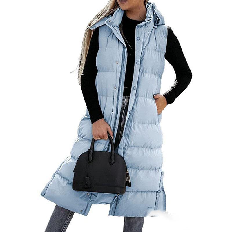 Damen Winterjacke mit Kapuze, Parka, Steppweste, Übergröße, Winterjacke, Parka, Steppweste, Casual XXXL himmelblaue
