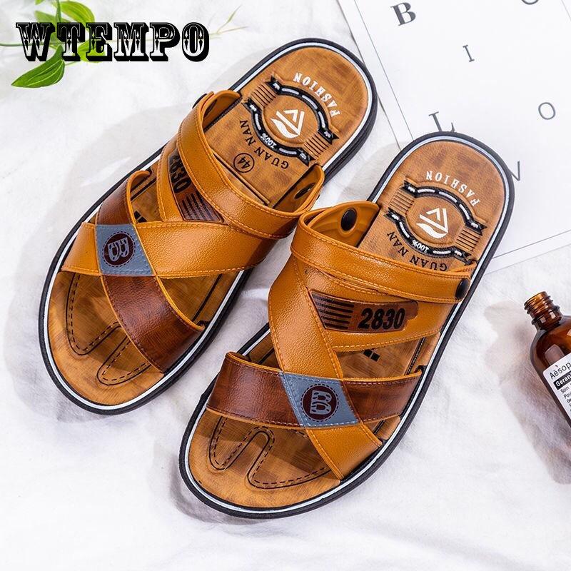 Sommer wasserdichte rutschfeste Sandalen für Herren mit weicher Unterseite, verschleißfeste Sandalen, atmungsaktive Sandalen mit doppeltem Verwendungszweck, Drag Men 40 braun